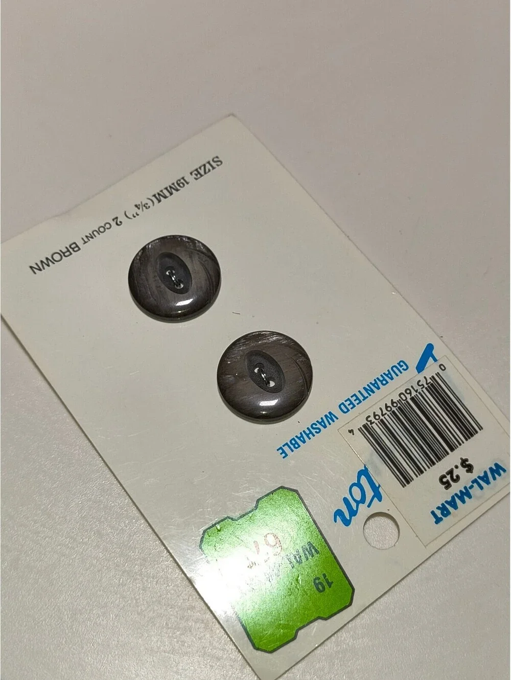 Vintage Le Bouton Brown 19mm Buttons - 2 Count